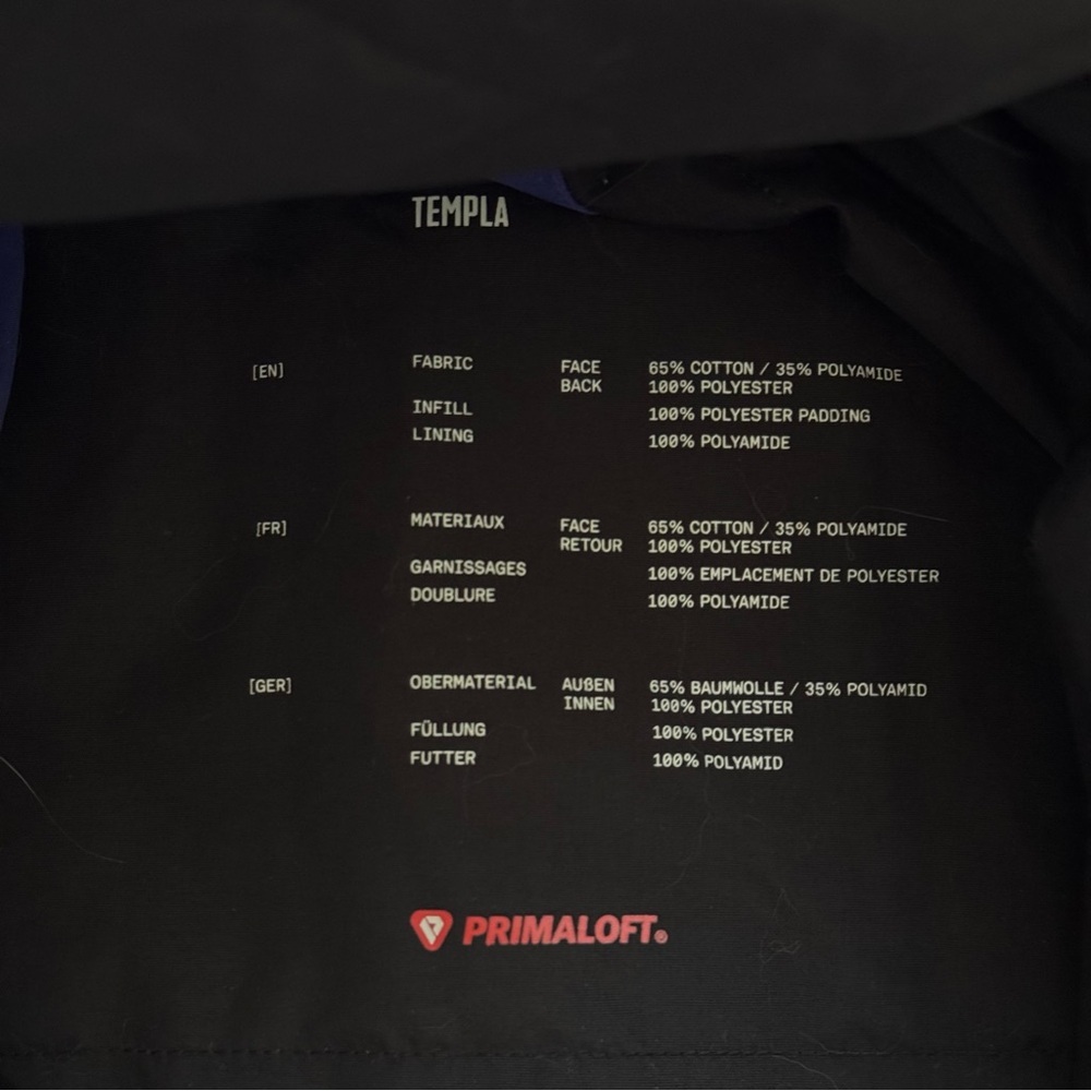 TEMPLA Blue Weatherproof Primaloft Insulated Ripstop Shell Snow Jacket - Picture 7 of 8